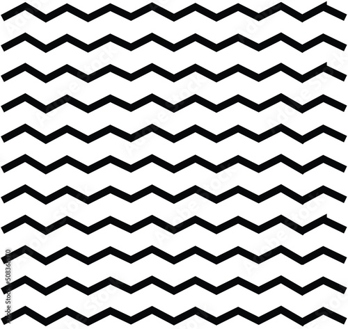 zig zag seamless pattern. Black and white background. Zigzag lines background. Linear backdrop. Triangular waves ornament.