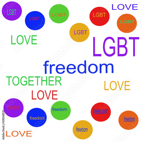 Colorful circle and English words,Sign and symbol of LGBT celebrities