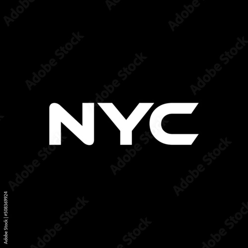 NYC letter logo design with black background in illustrator, vector logo modern alphabet font overlap style. calligraphy designs for logo, Poster, Invitation, etc.