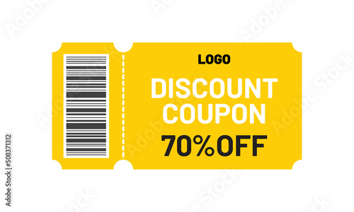Yellow discount coupon. Discount offer template. Special price