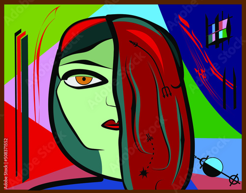 Colorful background, cubism art style,abstracts portraits