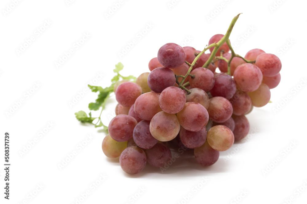 Bunch of red grapes closeup, sweet grapes with clipping path
