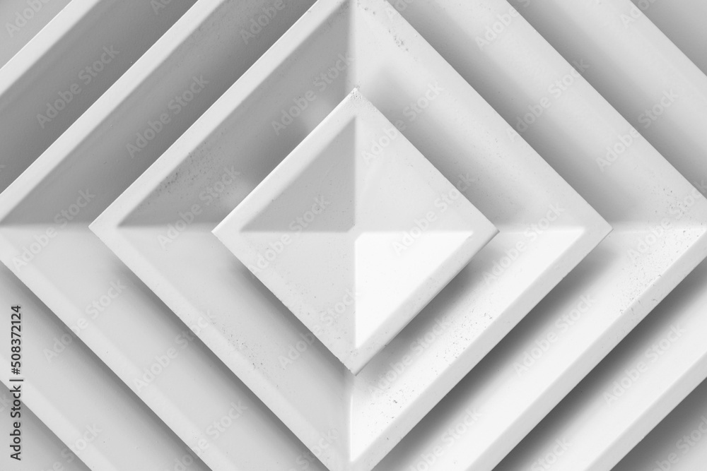 Square white ceiling ventilation diffuser close up - obrazy, fototapety, plakaty 