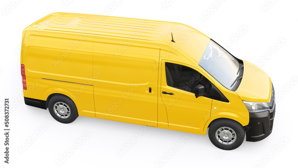 Yellow Commercial Tokyo, Japan. April 12, 2022: Toyota Hiace. Yellow commercial van for ...