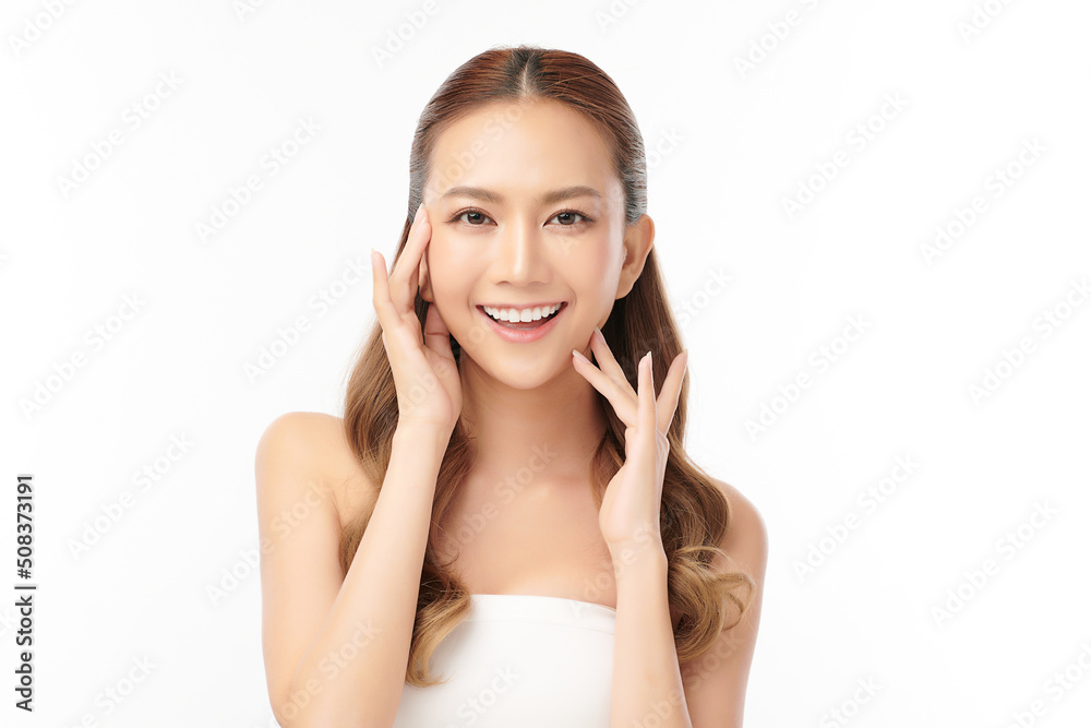 Beautiful young asian woman with clean fresh skin on white background, Face care, Facial treatment, Cosmetology, beauty and spa, Asian women portrait. Beautiful young asian woman with clean fresh skin on white background, Face care, Facial treatment, Cosmetology, beauty and spa, Asian women portrait.
