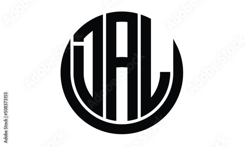DAL shield in circle logo design vector template. lettermrk, wordmark, monogram symbol on white background.