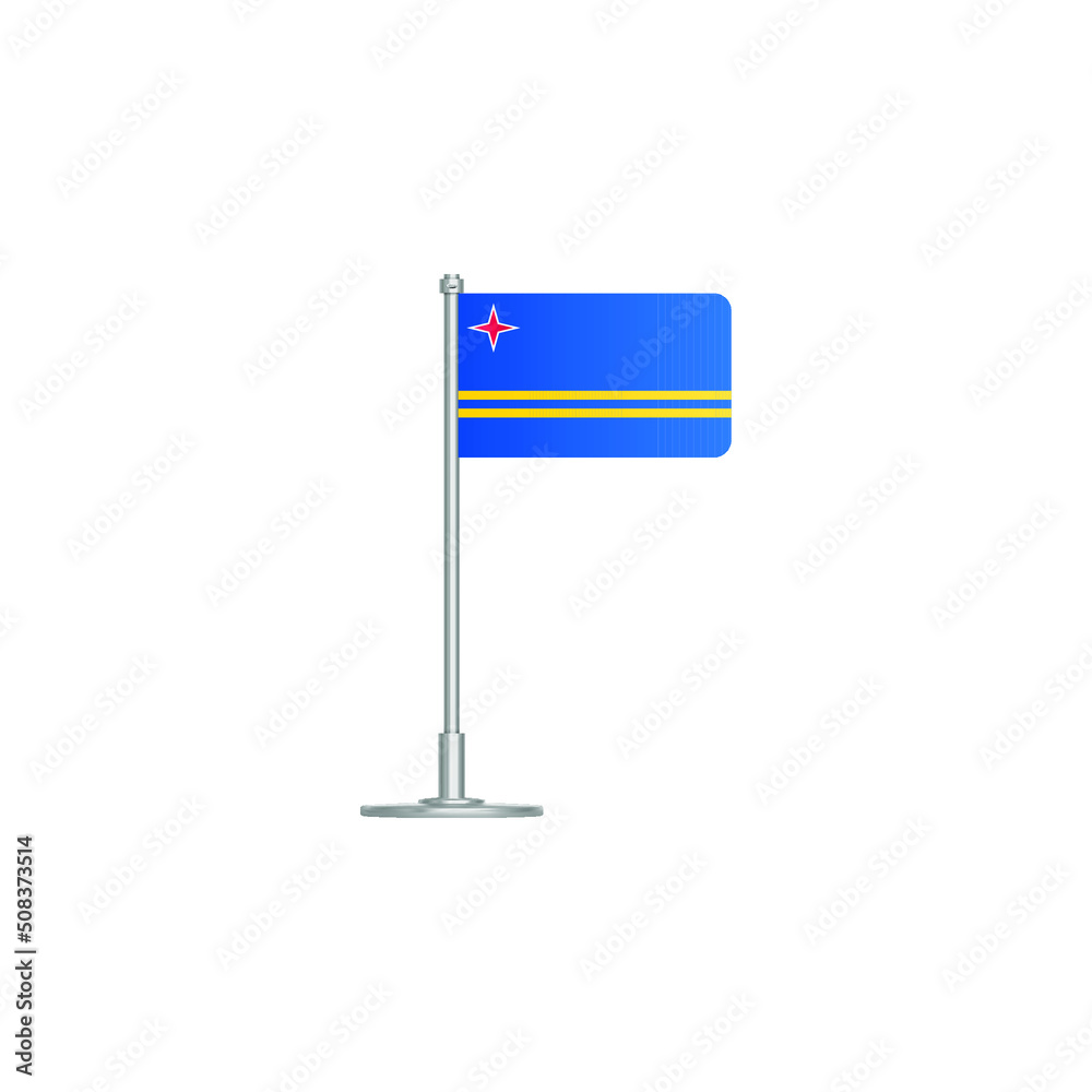 flag of Aruba. flag Aruba on flagpole. vector icon isolated on white background flag of Aruba. flag Aruba on flagpole. vector icon isolated on white background