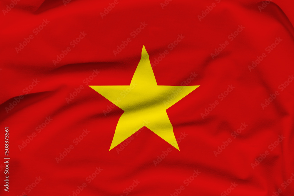 Vietnam national flag, folds and hard shadows on the canvas Vietnam national flag, folds and hard shadows on the canvas