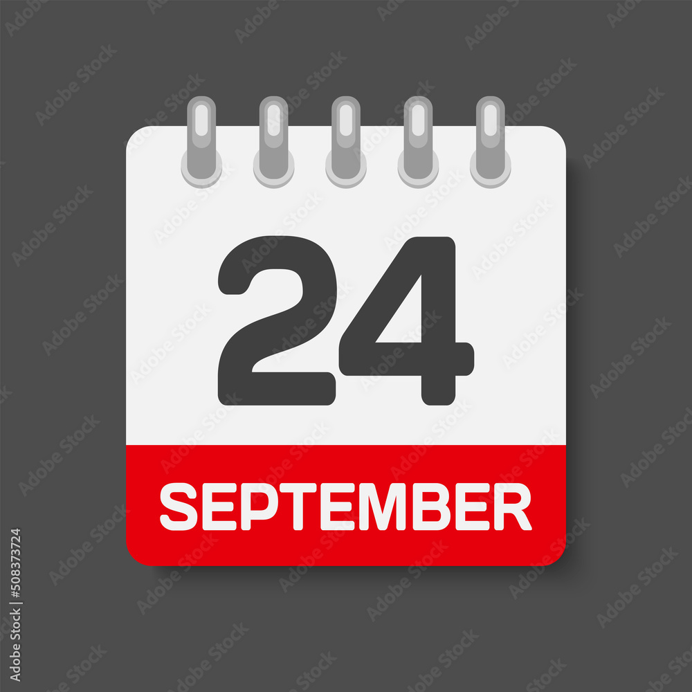 Icon day date 24 September, template calendar page Icon day date 24 September, template calendar page