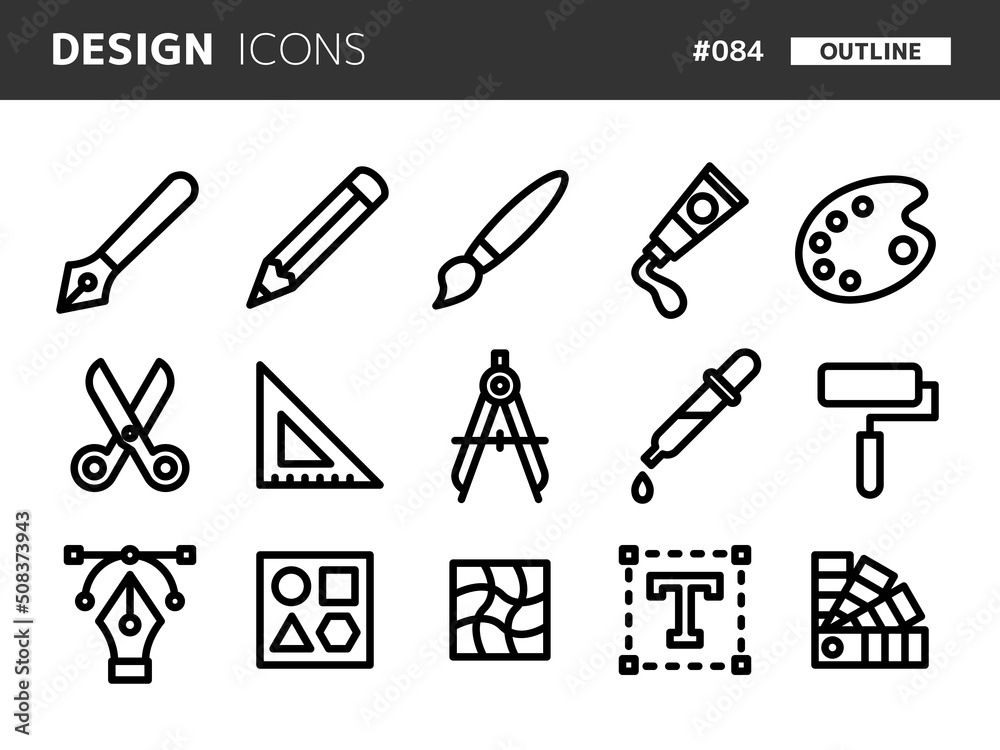 Fototapeta premium デザインに関連するラインスタイルのアイコンセット_084