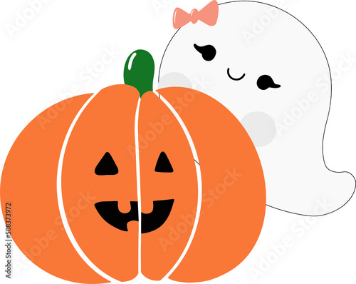 halloween pumpkin and ghost 