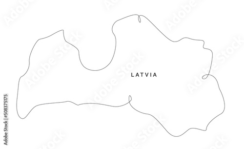 Line art Latvia map. continuous line europe map. vector illustration. single outline.