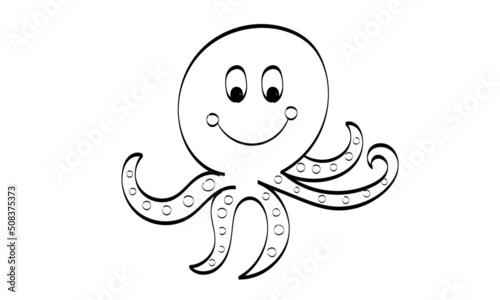 Octopus Coloring Printable Page. Line Art Drawing for print or use as poster, card, flyer or T Shirt