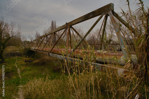 industrial landscape with steel bridge