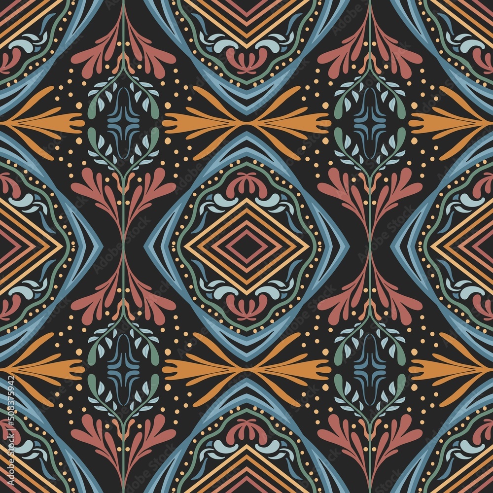 Tile seamless pattern design. With colourful motifs background. Vector illustation Eps10