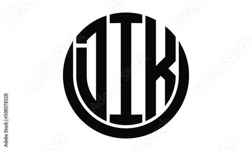 DIK shield in circle logo design vector template. lettermrk, wordmark, monogram symbol on white background.