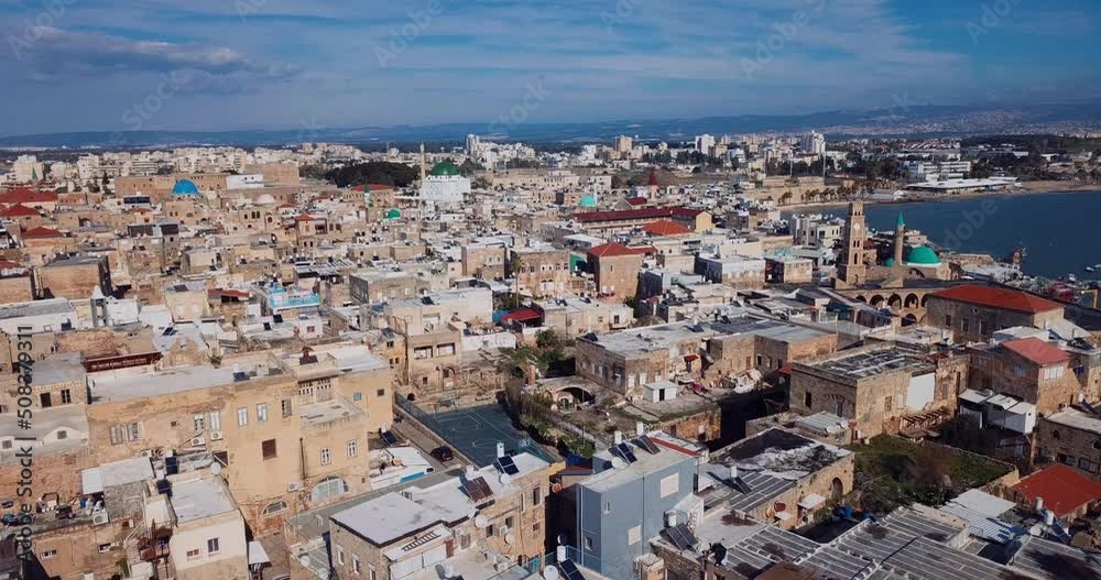 Aerial view of the historical part of the city Akko, Israel Aerial view of the historical part of the city Akko, Israel