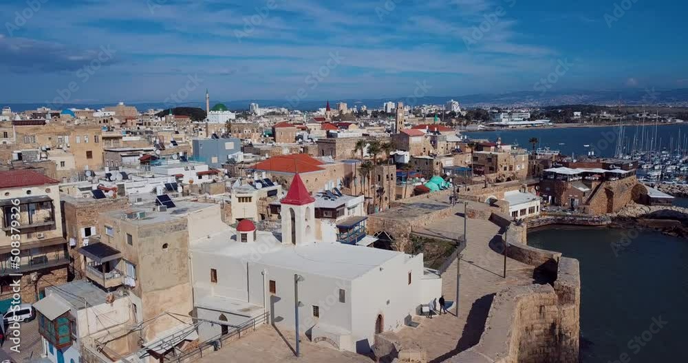 Aerial view of the historical part of the city Akko, Israel Aerial view of the historical part of the city Akko, Israel