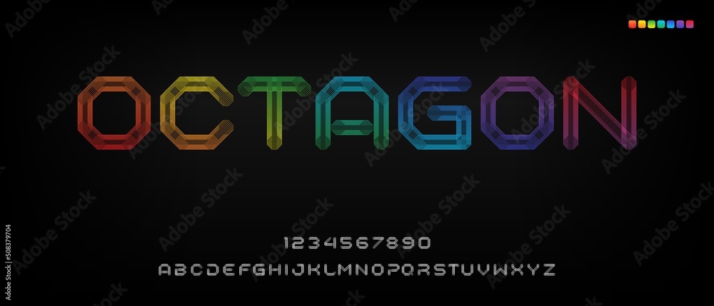 Octagon modern creative alphabet with urban style template