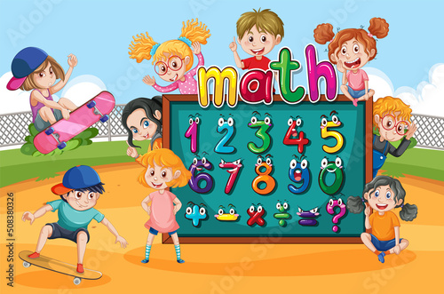 Counting number 0 to 9 and math symbols