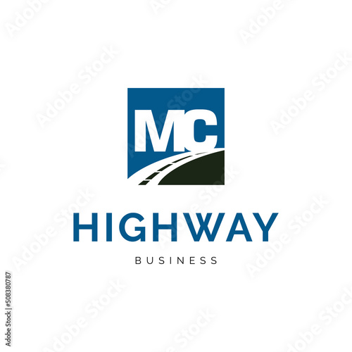 Initial letter MC highway icon logo design inspiration