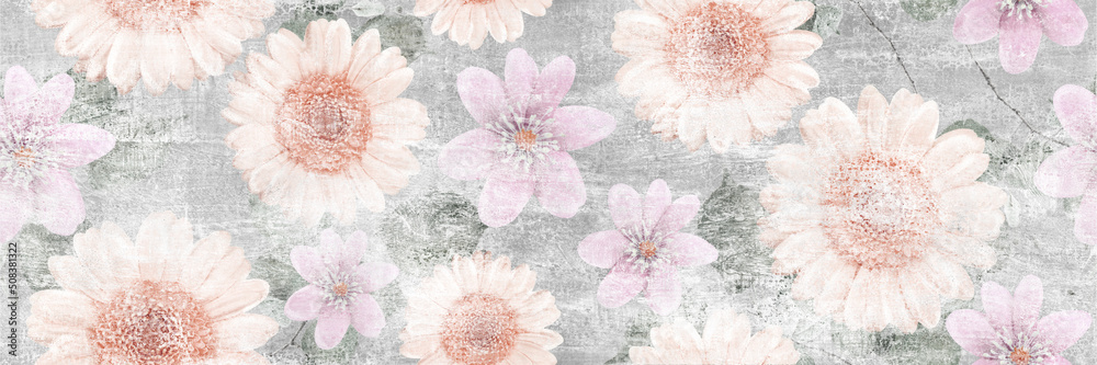 Flowers Vintage repeating background, artwork floral antique pattern - obrazy, fototapety, plakaty 