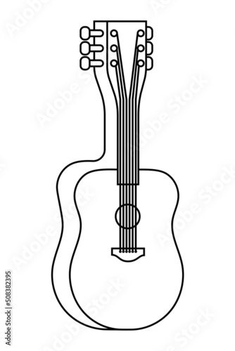 Acoustic guitar pictogram vector illustration.