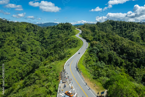 The zigzag road is similar to the number 3. This road is built on a mountain, past the forest in Nan, Thailand, so it will have good scenery, be famous, and have tourists who come to take pictures.