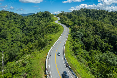 The zigzag road is similar to the number 3. This road is built on a mountain, past the forest in Nan, Thailand, so it will have good scenery, be famous, and have tourists who come to take pictures.