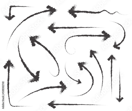 Set of black arrow vectors with different shapes and directions