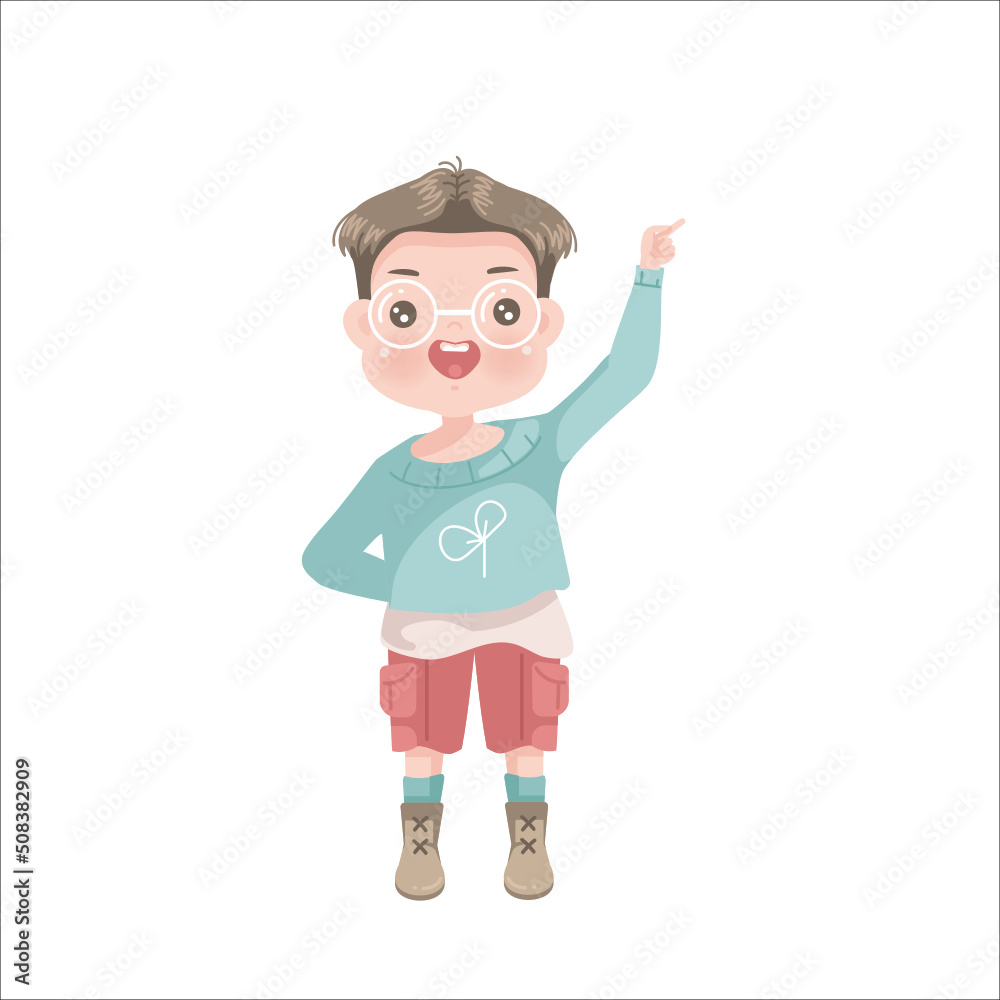 Positive expressions of feelings and gestures of little boy