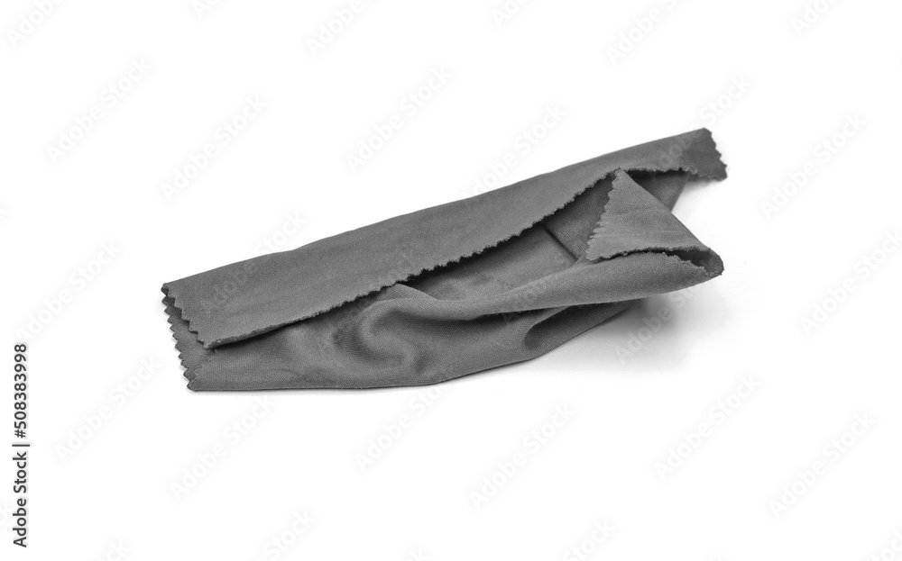 Gray glass cleaning cloth, napkin isolated on white background 