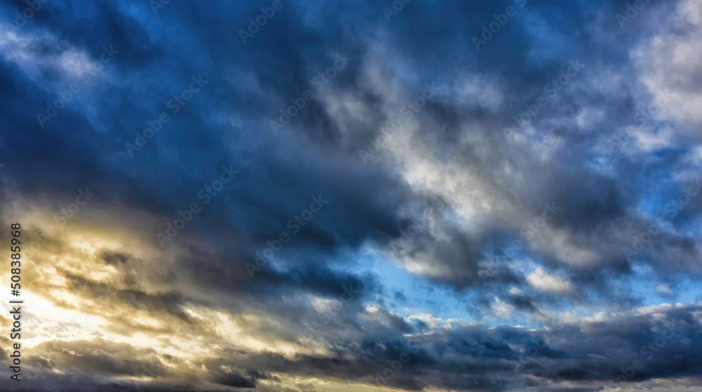 Dramatic evening sky with clouds at sunset