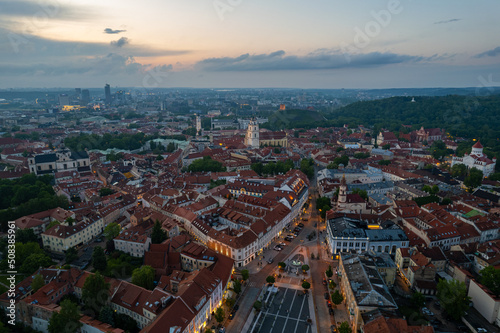 Aerial summer spring sunset view in Vilnius old town, Lithuania © Top Lithuania