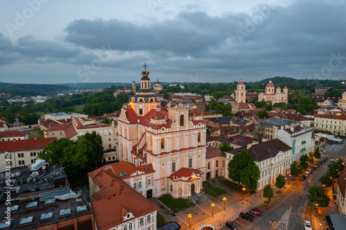 Wallpaper Mural Aerial summer spring sunset view in Vilnius old town, Lithuania Torontodigital.ca