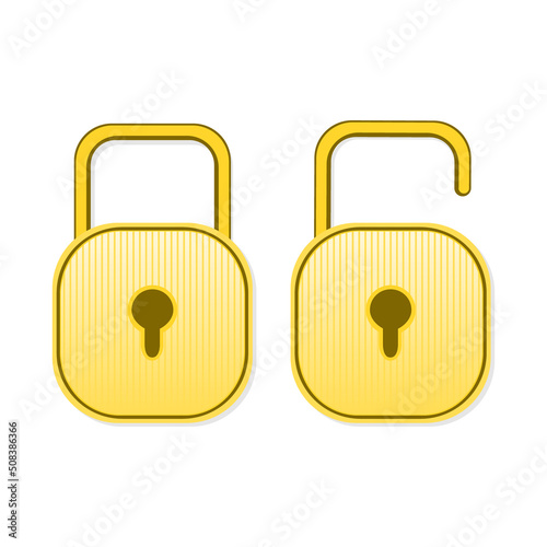 Cute padlock open and close lock vector