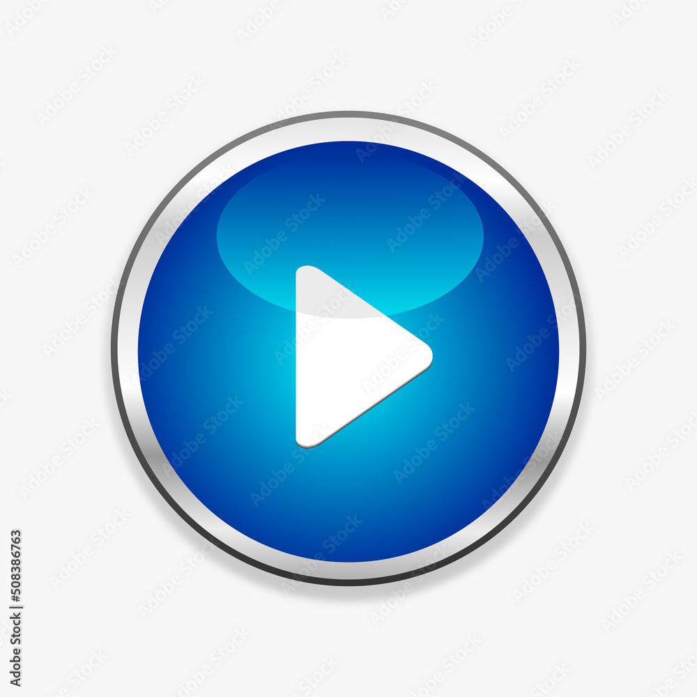 Blue round play button icon vector Blue round play button icon vector