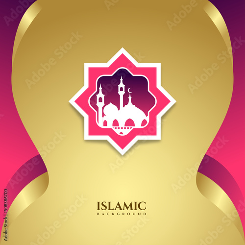 Luxury purple gold Islamic greetings background