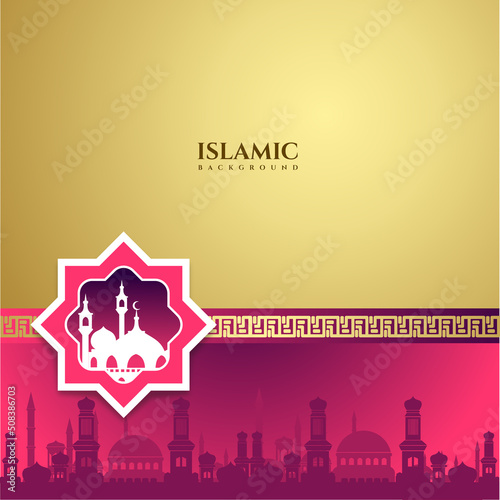Luxury purple gold Islamic greetings background