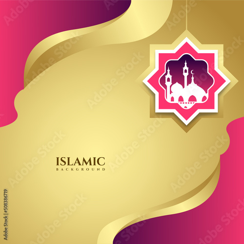 Luxury purple gold Islamic greetings background