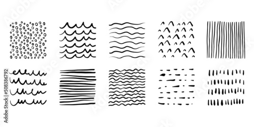 手描きのドットやストライプのアブストラクトなベクターテクスチャ(デザイン,パーツ,アート,質感)