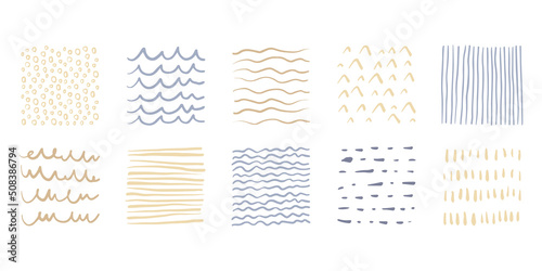 手描きのドットやストライプのアブストラクトなベクターテクスチャ(デザイン,パーツ,アート,質感)