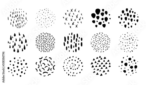 手描きのドットやストライプのアブストラクトなベクターテクスチャ(デザイン,パーツ,アート,質感)