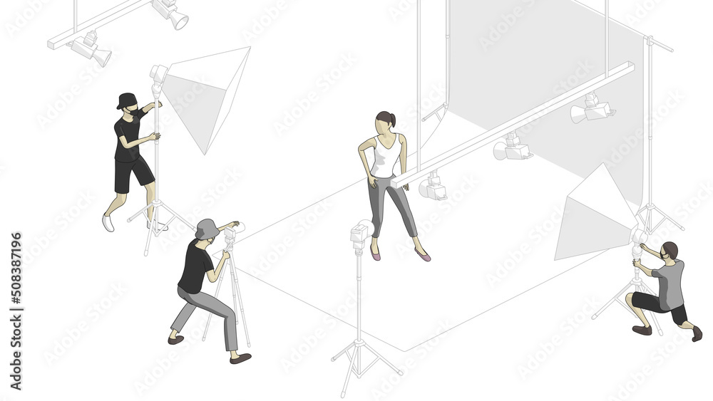スタジオで撮影をする人達 スタジオで撮影をする人達