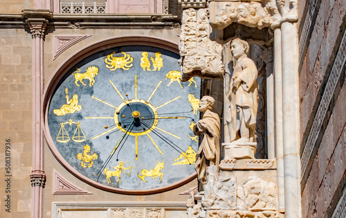 Messina Cathedral astronomical clock on its bell tower Sicily Italy   photo