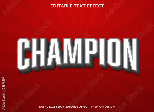 champion editable text effect template with abstract style use for business logo and brand