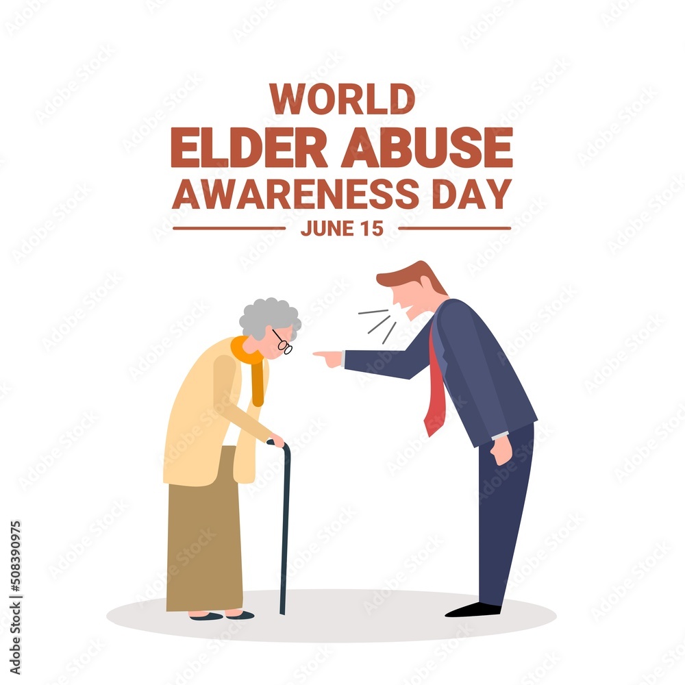 vector illustration, man harassing elders, as campaign banner, world elder abuse awareness day. vector illustration, man harassing elders, as campaign banner, world elder abuse awareness day.