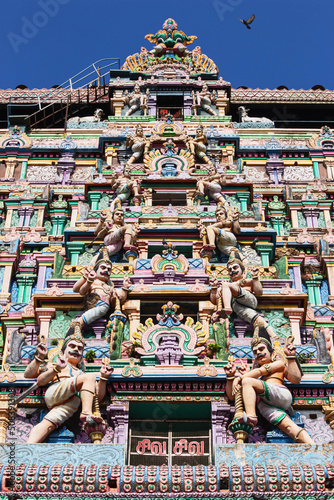 Front view of Gopuram of Nataraja Temple and Shiva Shiva written on it, Chidambaram, Tamil Nadu, India photo