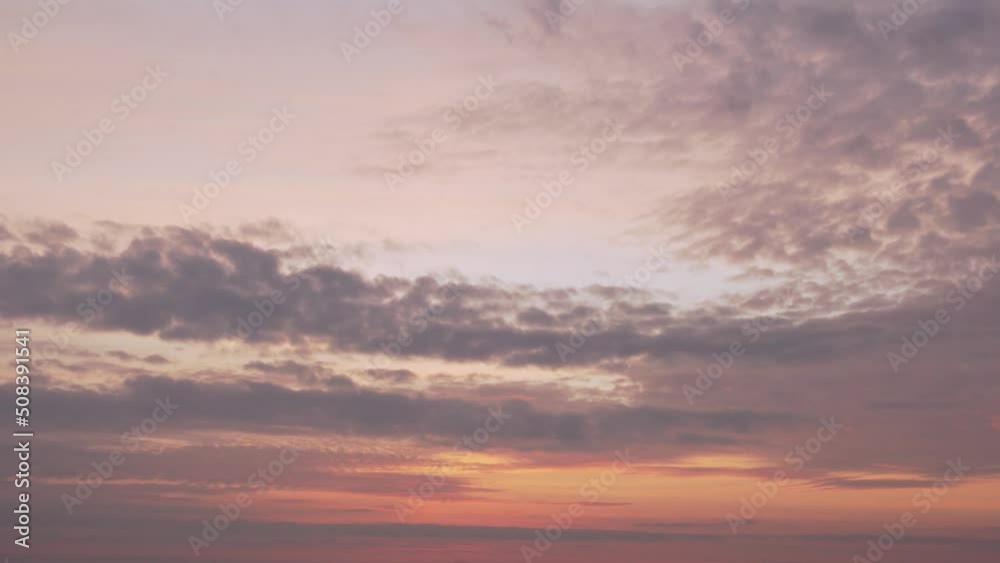 Lilac Sunset, Pastel Purple Sky Floating Clouds, Slow Motion. Lilac Sunset, Pastel Purple Sky Floating Clouds, Slow Motion.