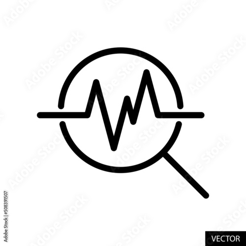 Data analysis vector icon in line style design for website design, app, UI, isolated on white background. Editable stroke. Vector illustration.